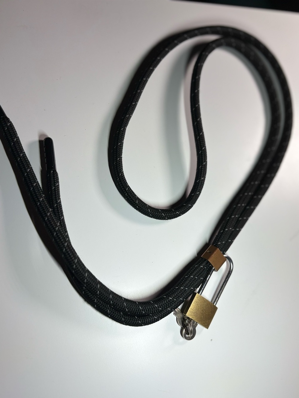 Black Rope Lanyard with Gold Padlock Accent - Men Accessories